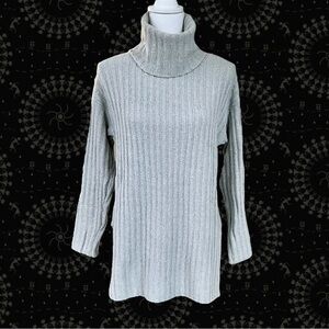 LOFT Lou & Grey Ribbed Turtleneck Sweater Long Gray Size XS